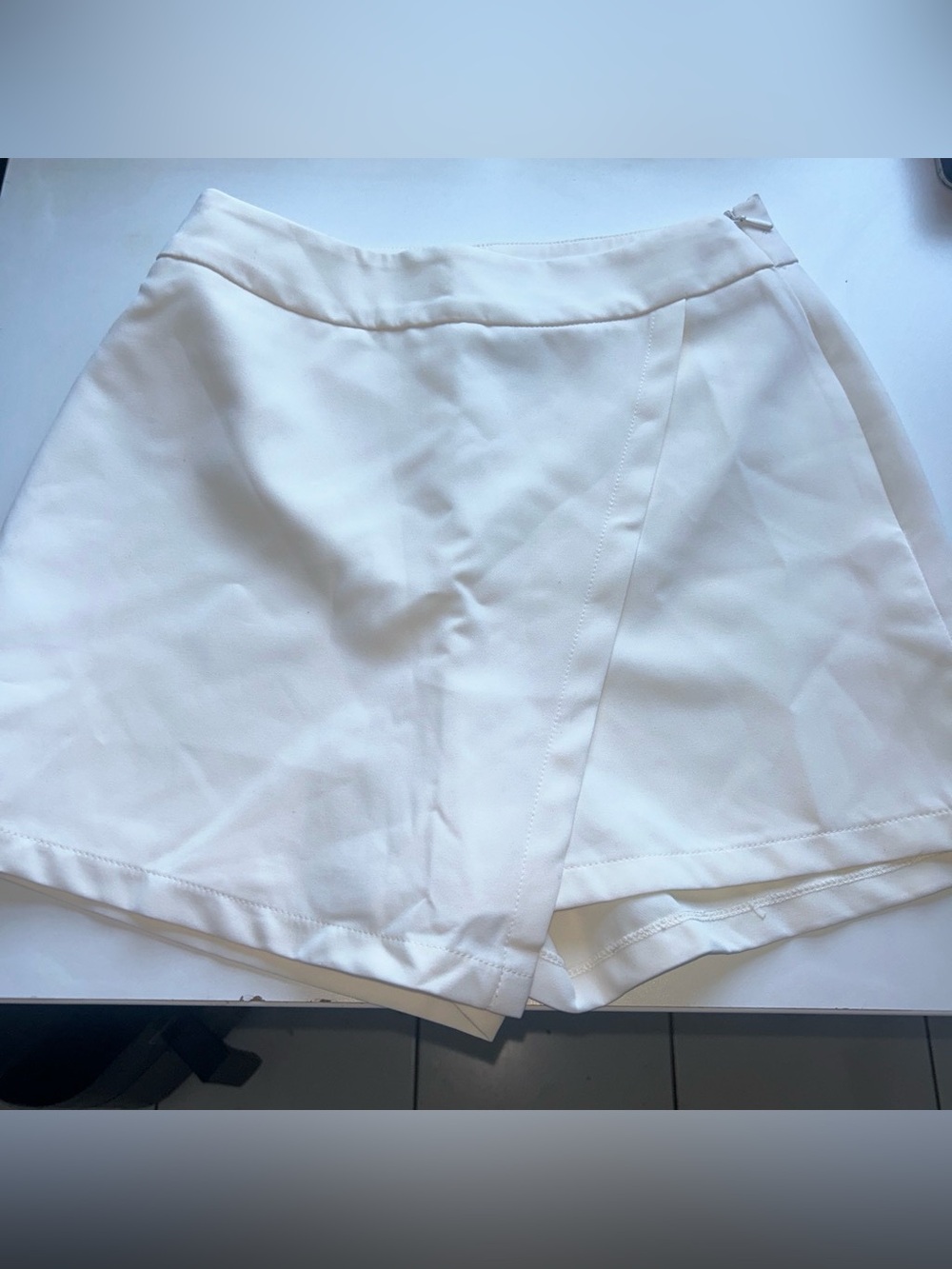 Women's White Wrap Front Skort